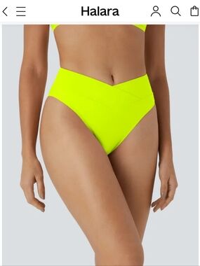 HALARA Neon Lime High-Rise Bikini Bottom